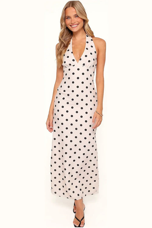 Long spotted dress in breathable cotton