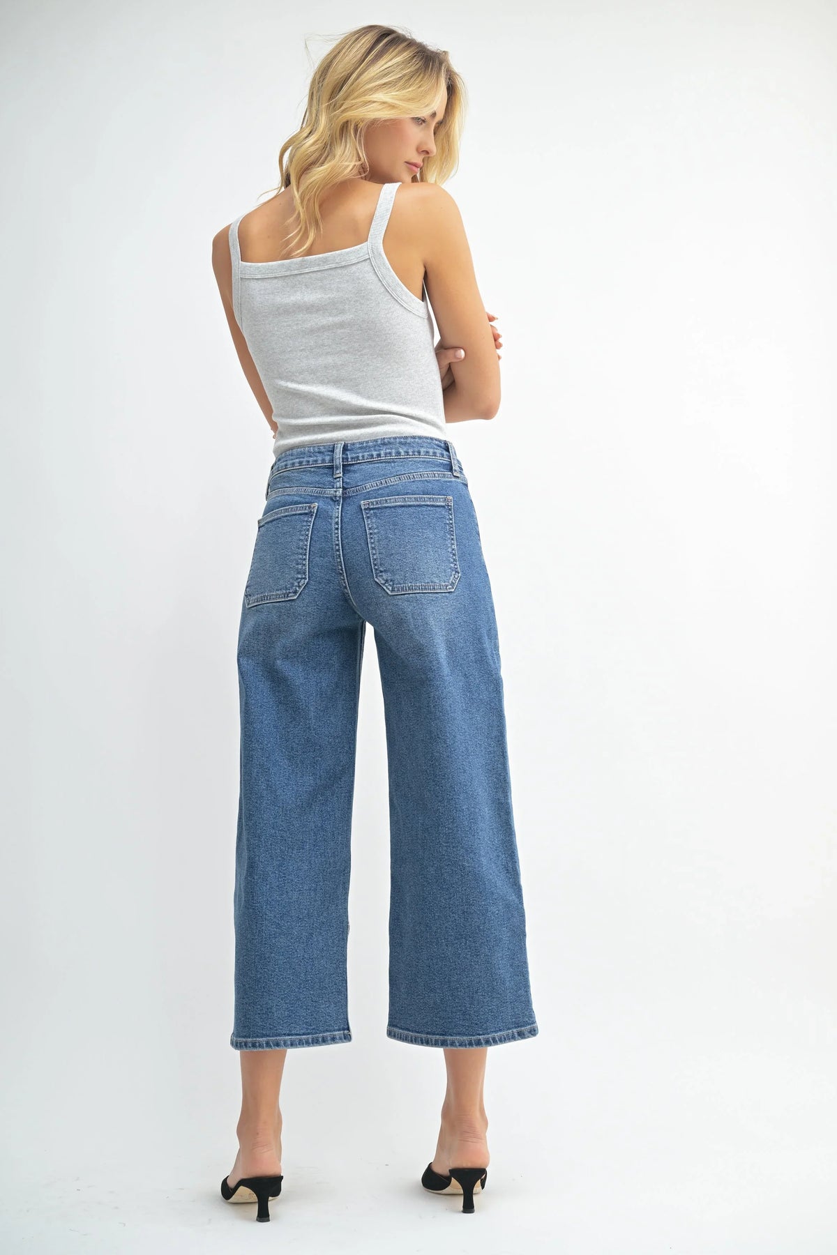 Comfort stretch black denim with shape retention
