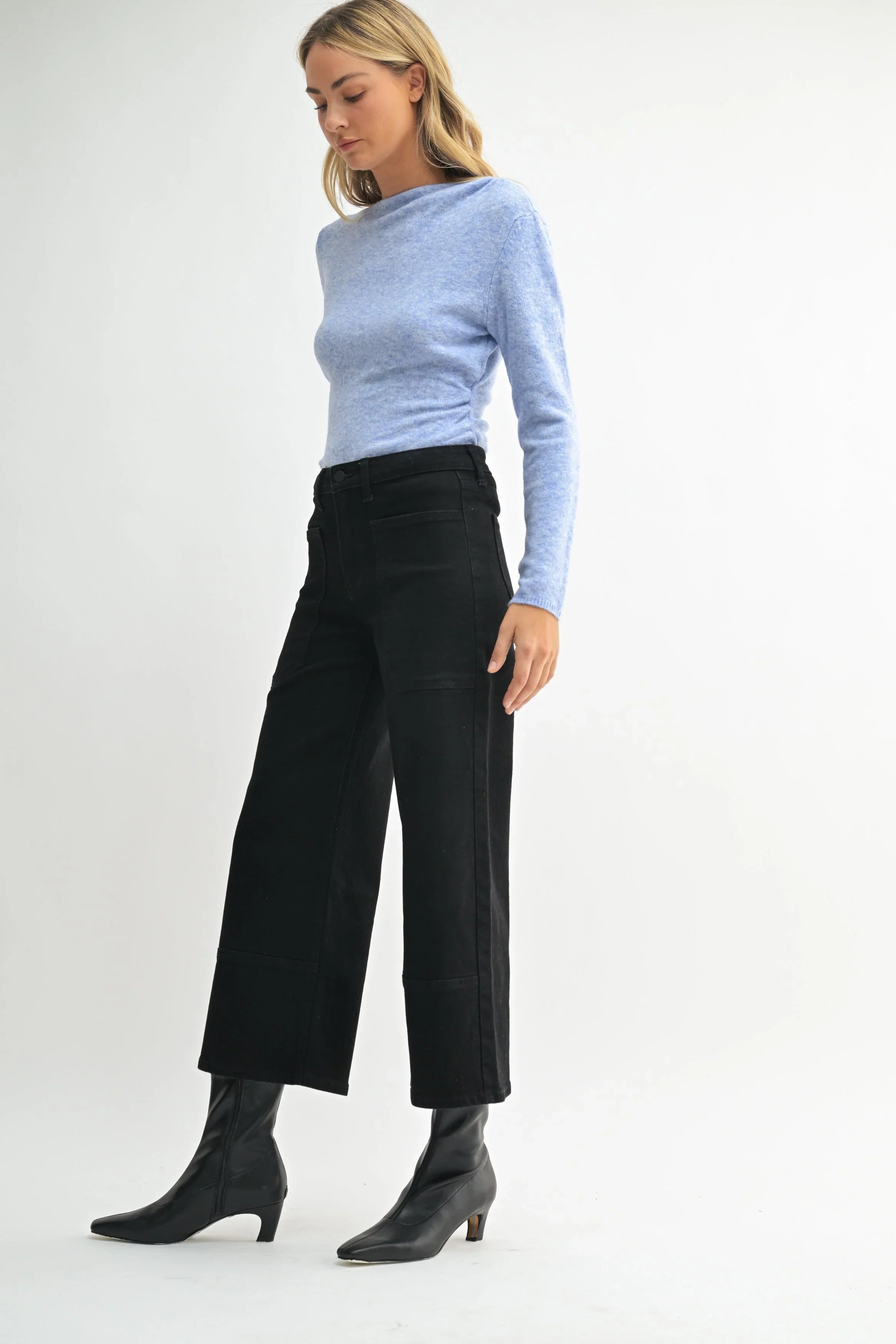 High Rise Cropped Wide Leg Jean