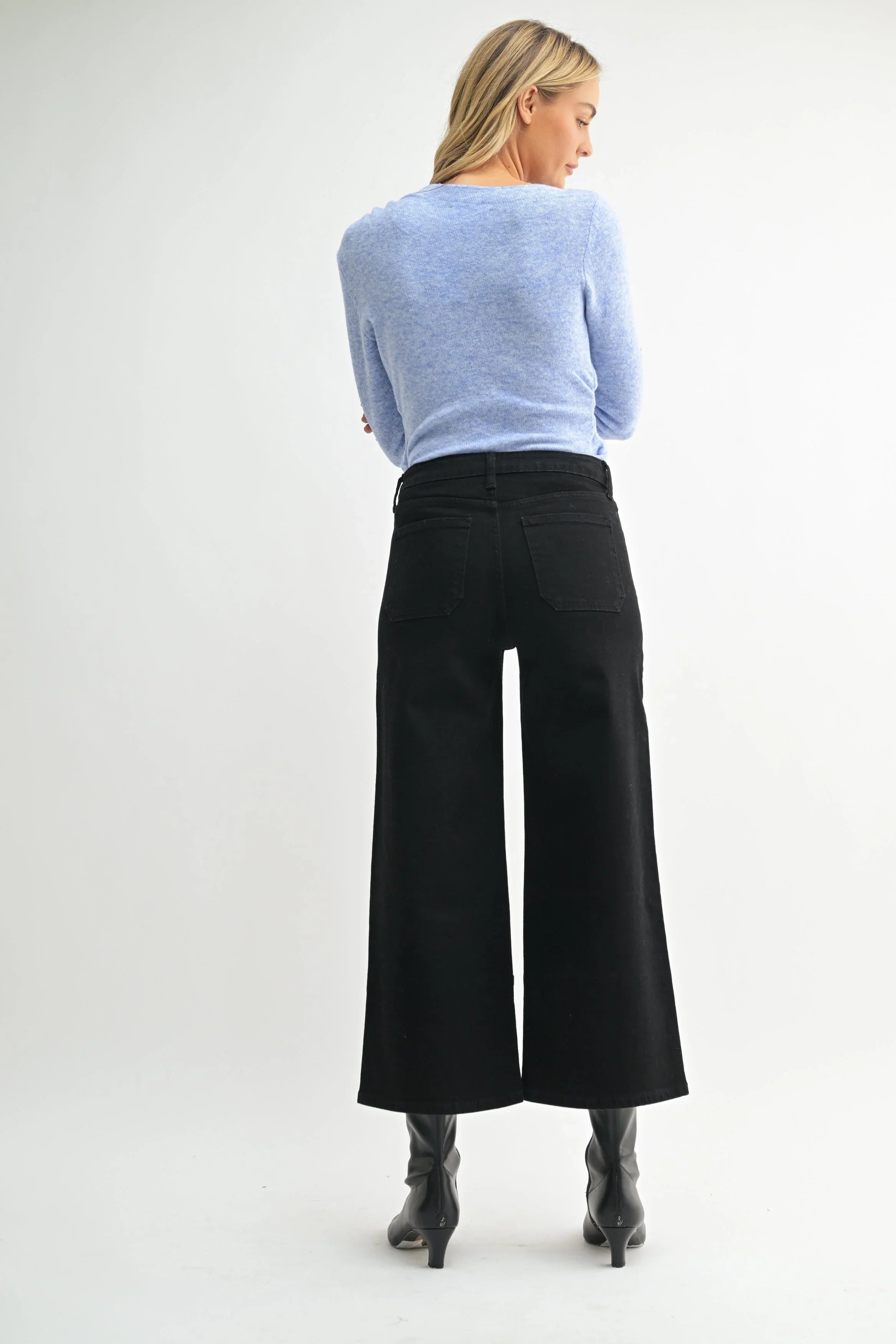 High Rise Cropped Wide Leg Jean