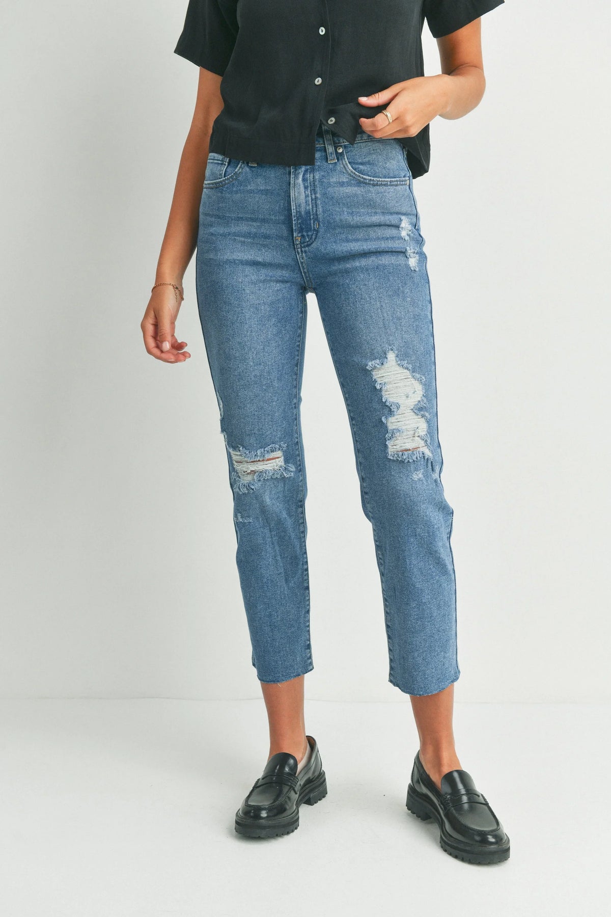 Durable black denim with light comfort stretch