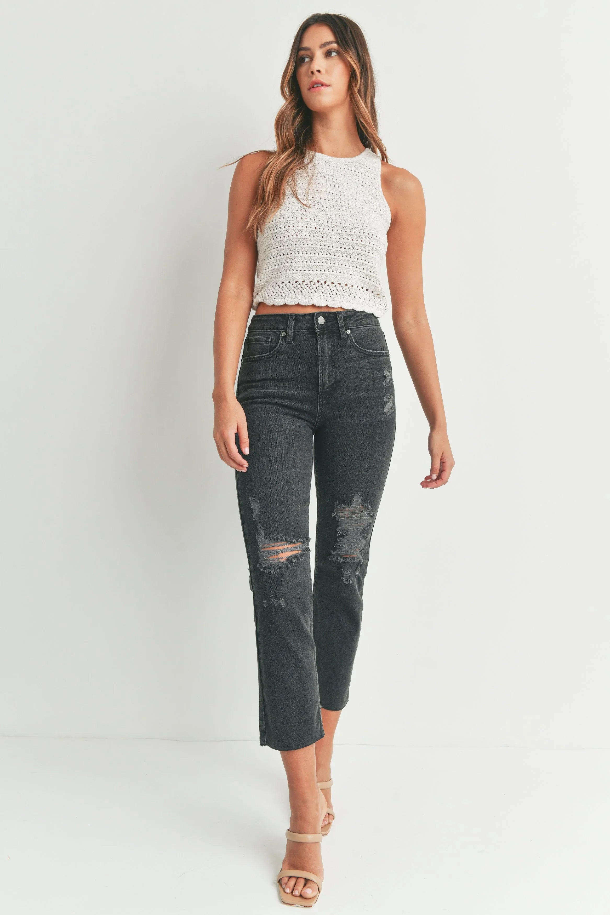 Ripped Knee Straight Jean