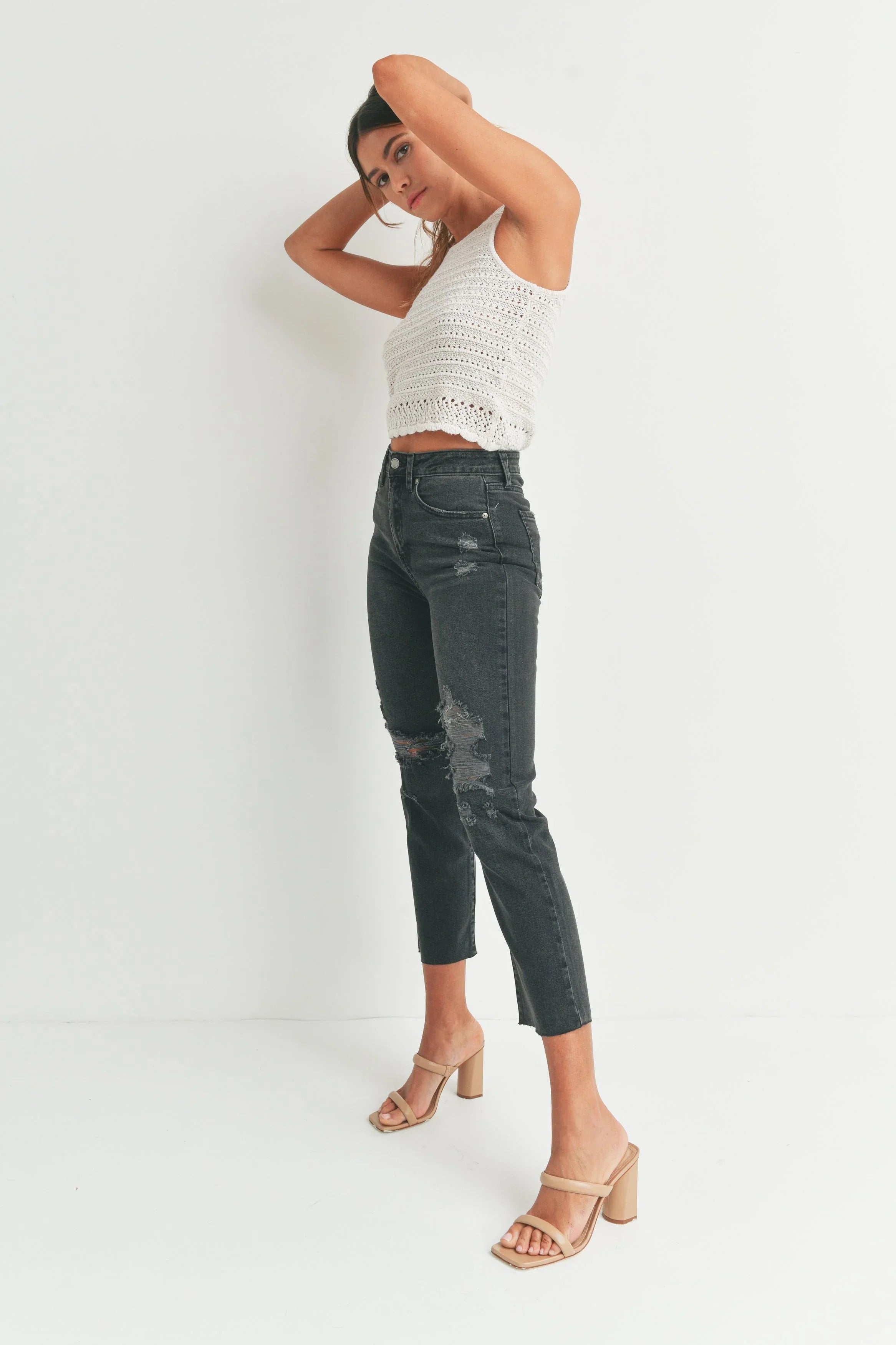 Ripped Knee Straight Jean