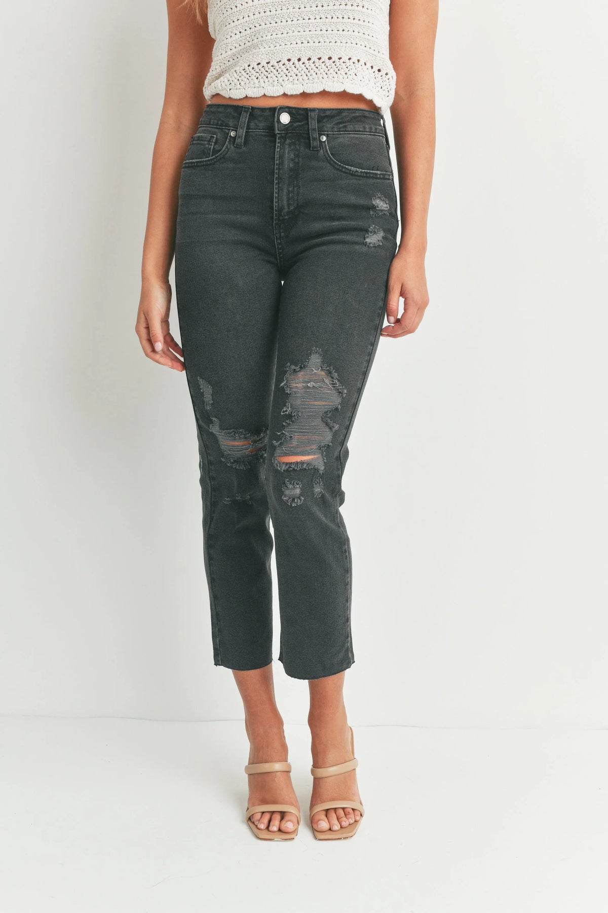 Ripped Knee Straight Jean