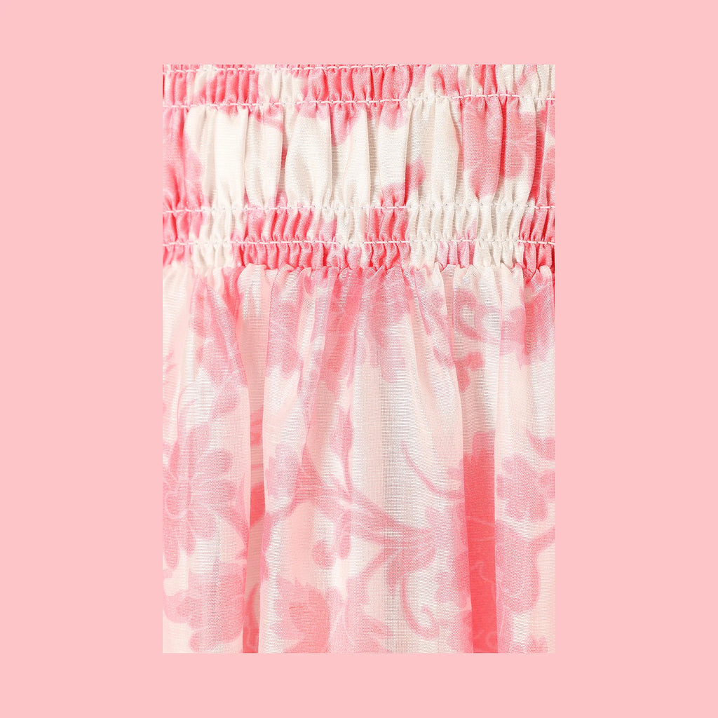 Carter Strapless Midi Dress - Pink Floral