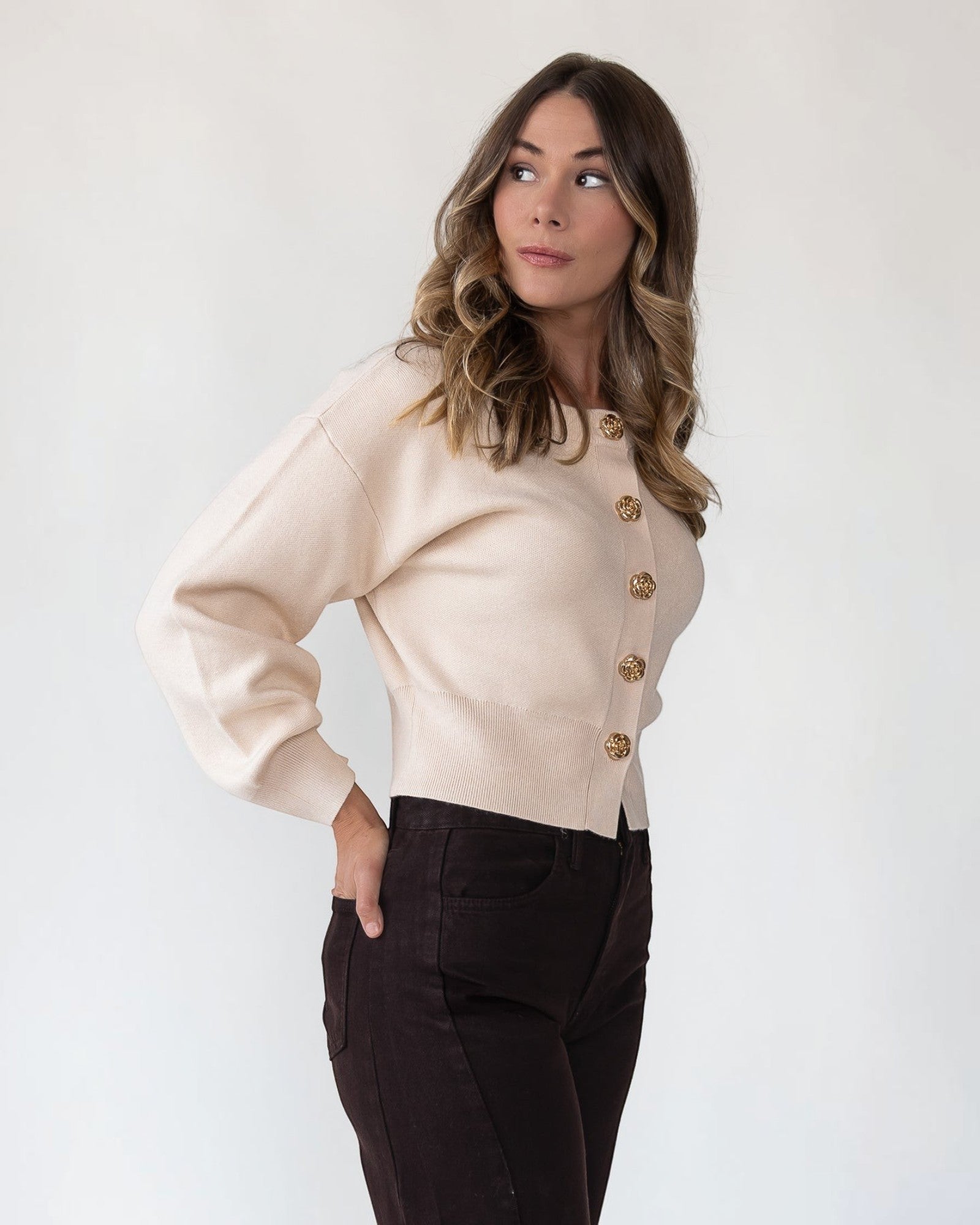 Button Knit Cardigan - Cream