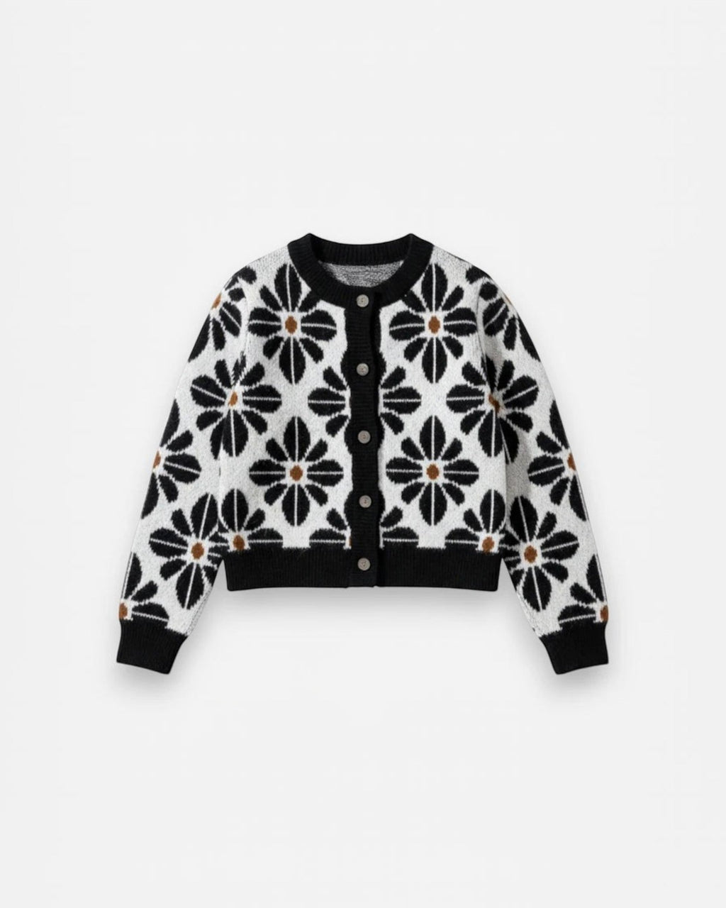 Black Floral Knit Cardigan