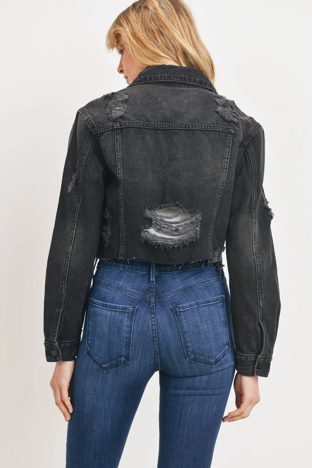 Rigid non-stretch 100% cotton in a washed black denim