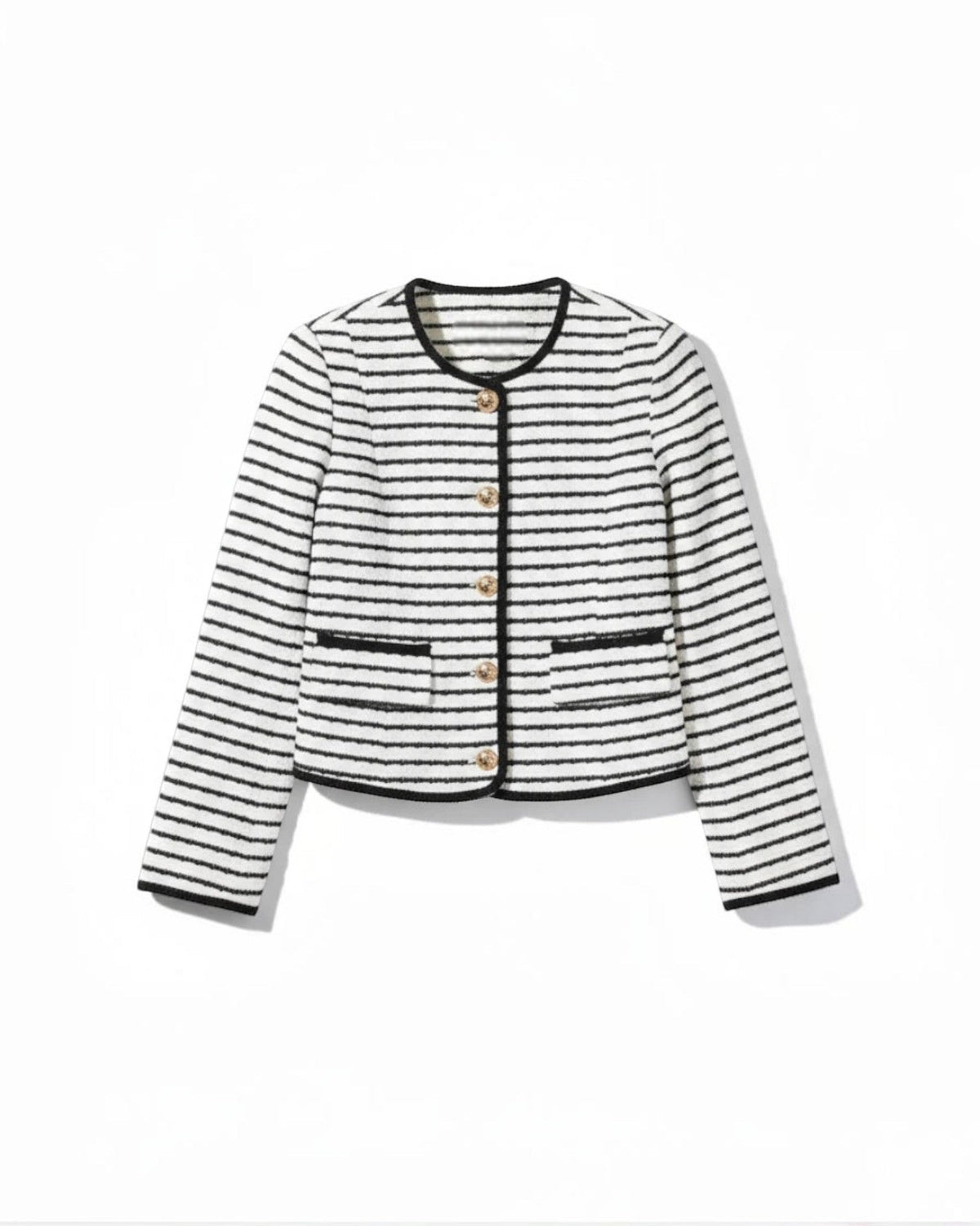 White Knit Stripe Top