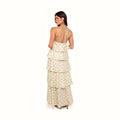 Yellow floral maxi dress with a tie halterneck
