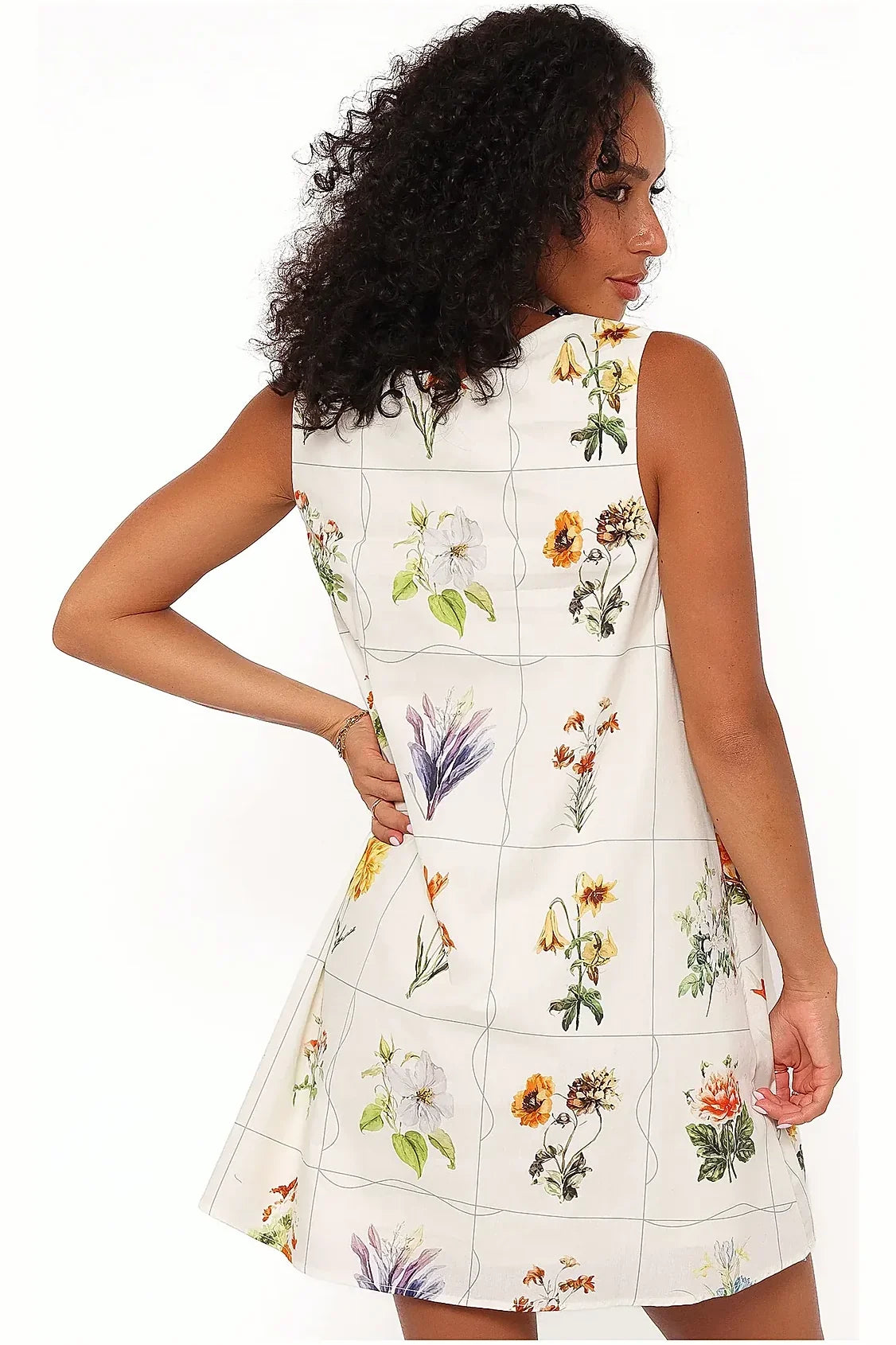 Close-up of the colourful flower print fabric