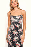 Floral sequin square-neck maxi dress, front view