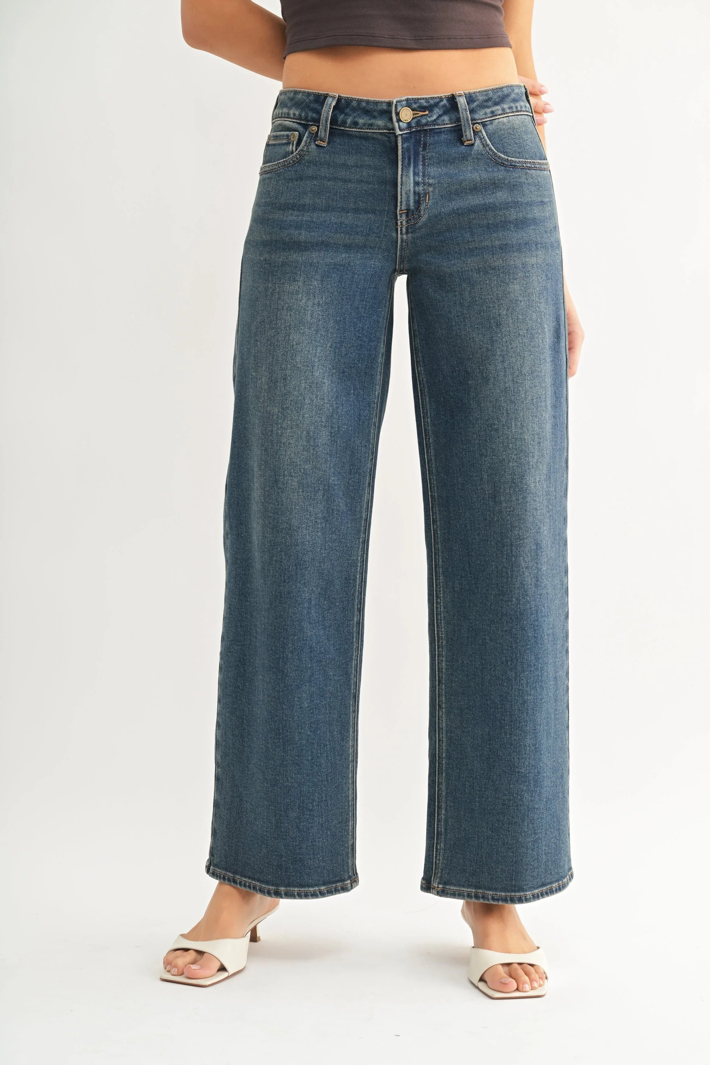 Comfort stretch denim in a lived-in dark wash