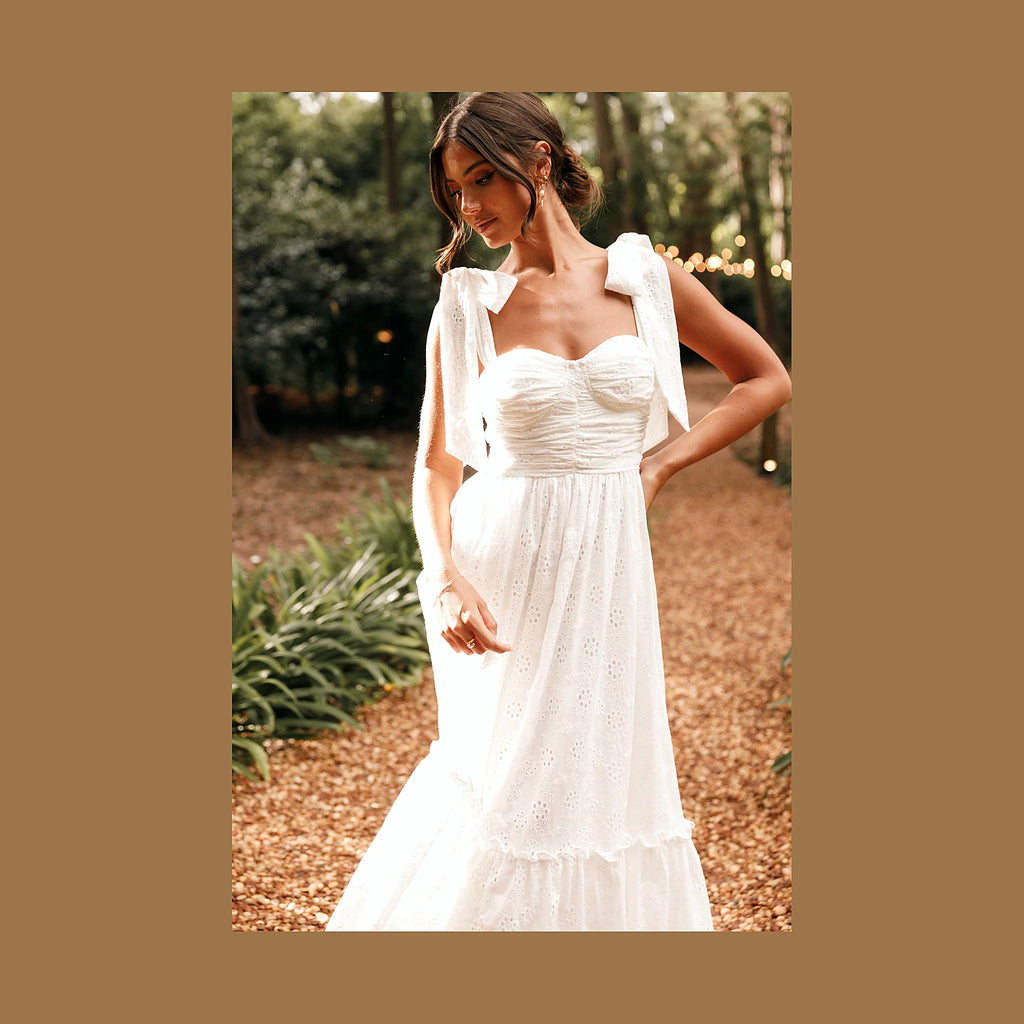 A-line lace dress with adjustable tie straps