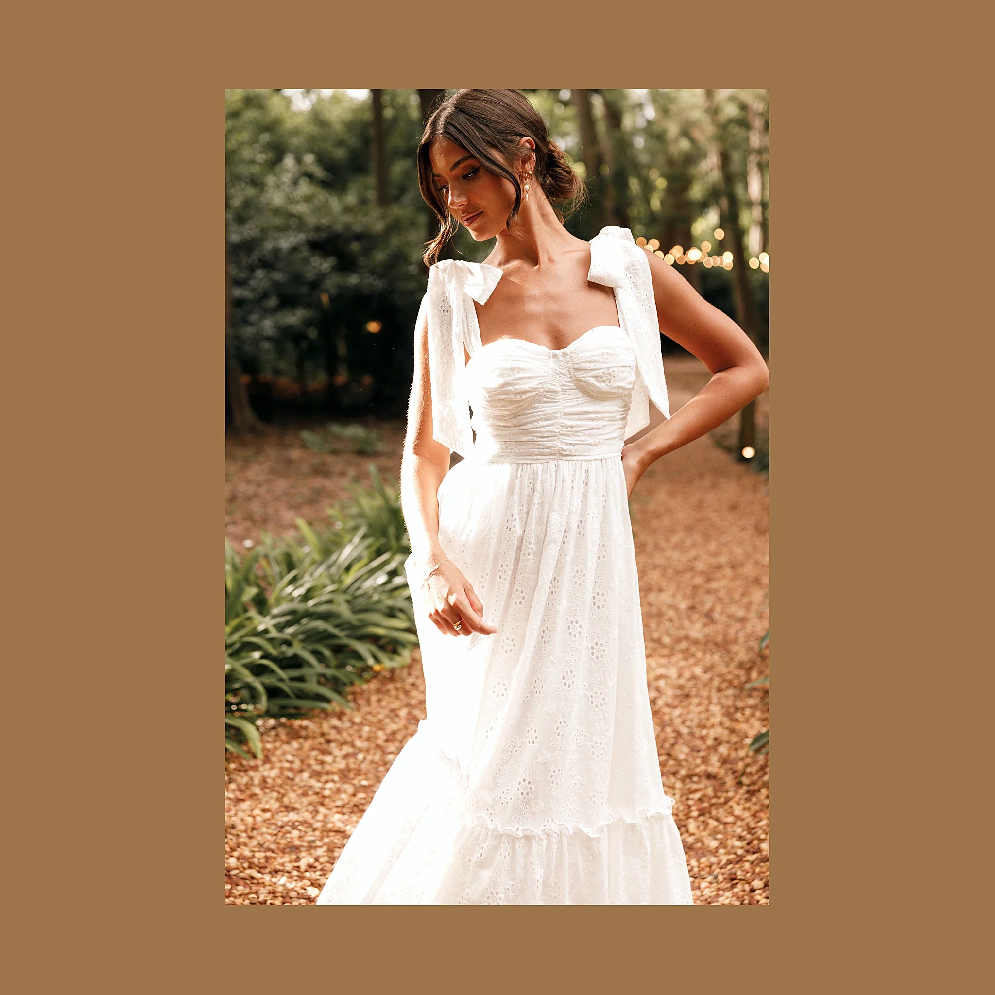 A-line lace dress with adjustable tie straps