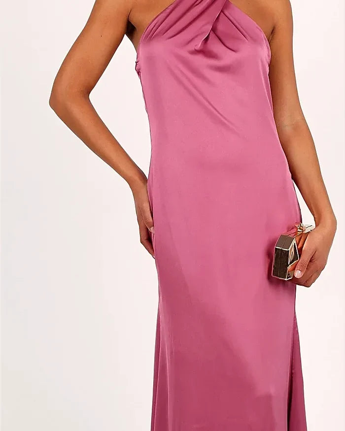 MAY MAX — dark-rose-satin-halterneck-maxi-dress