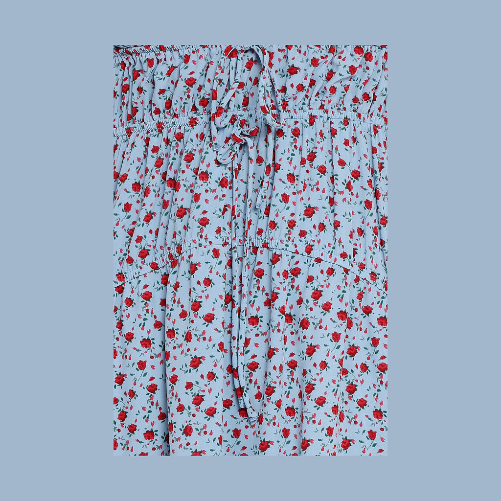 Freesia Midi Dress - Blue Red Floral