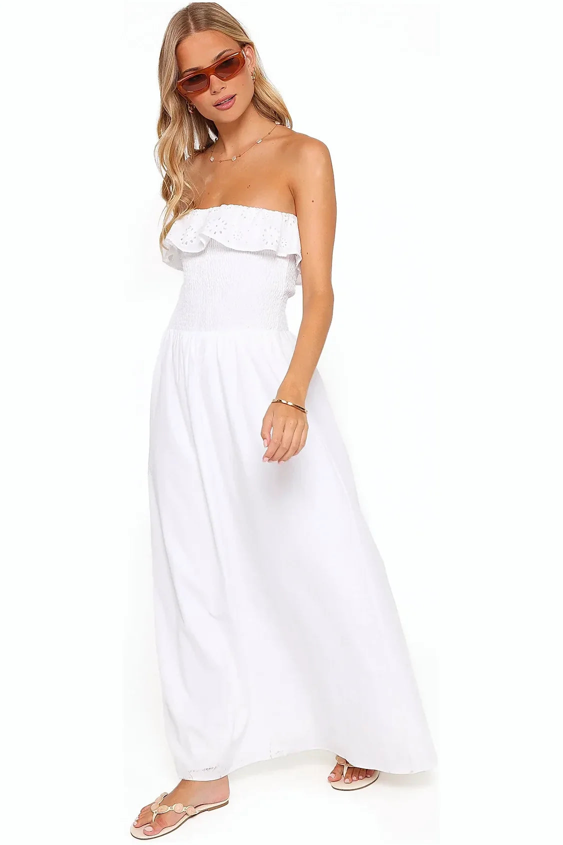 Gilbert Strapless Maxi Dress - White