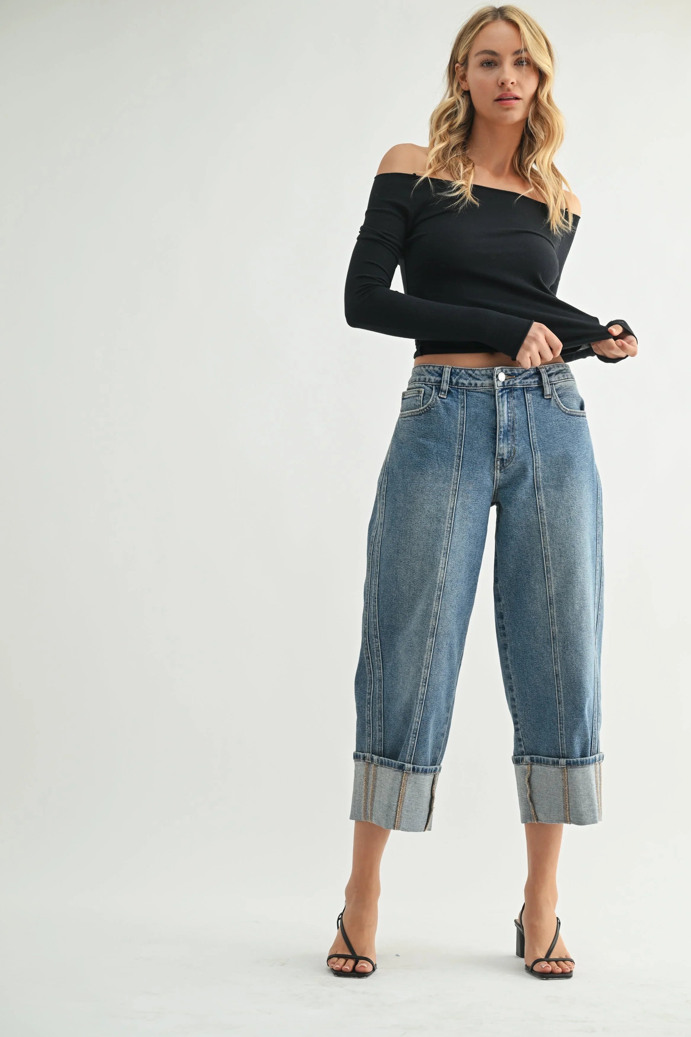 Cuffed Barrel Jean