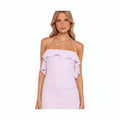 Lilac satin maxi dress with a halterneck