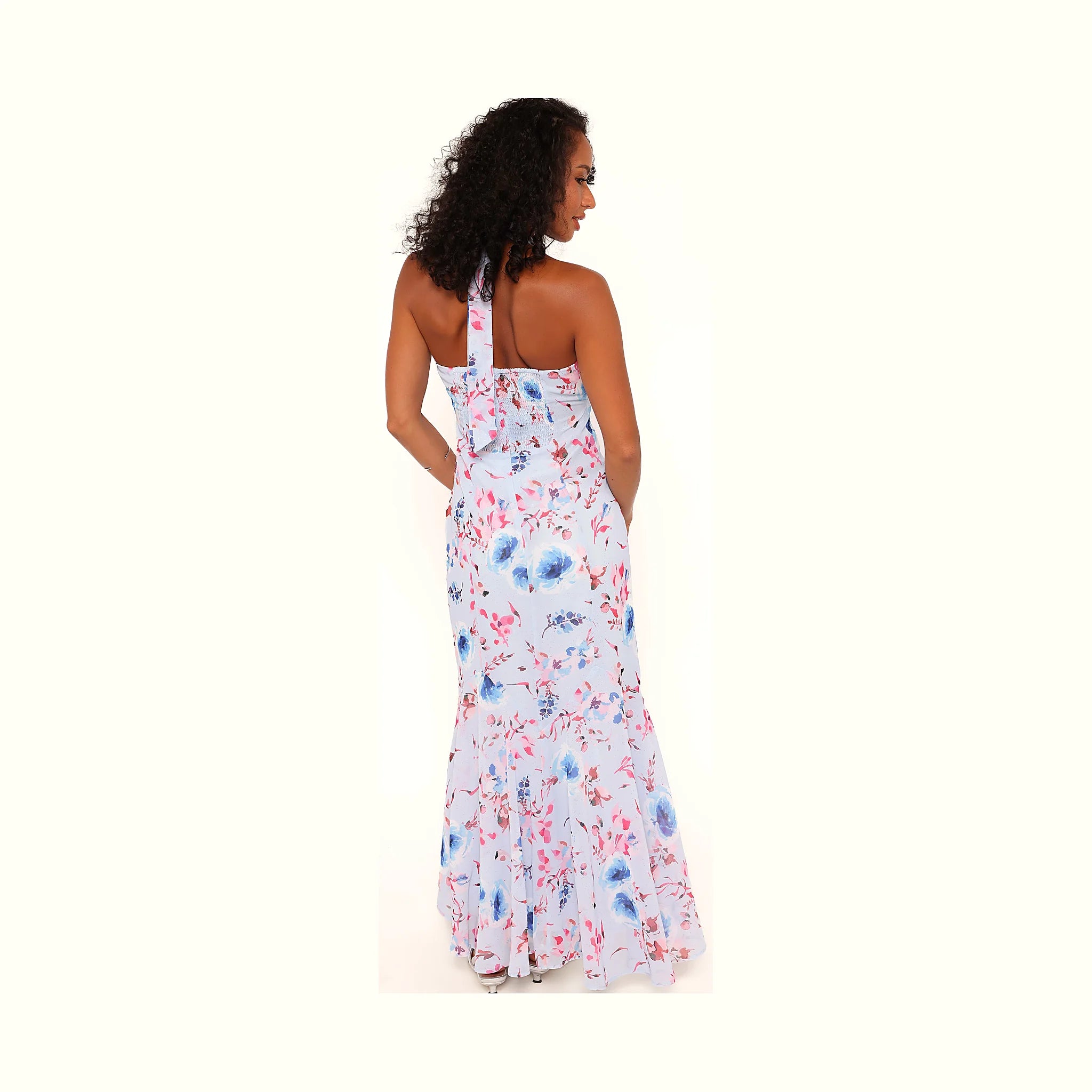 Blue print maxi dress in a simple long shape