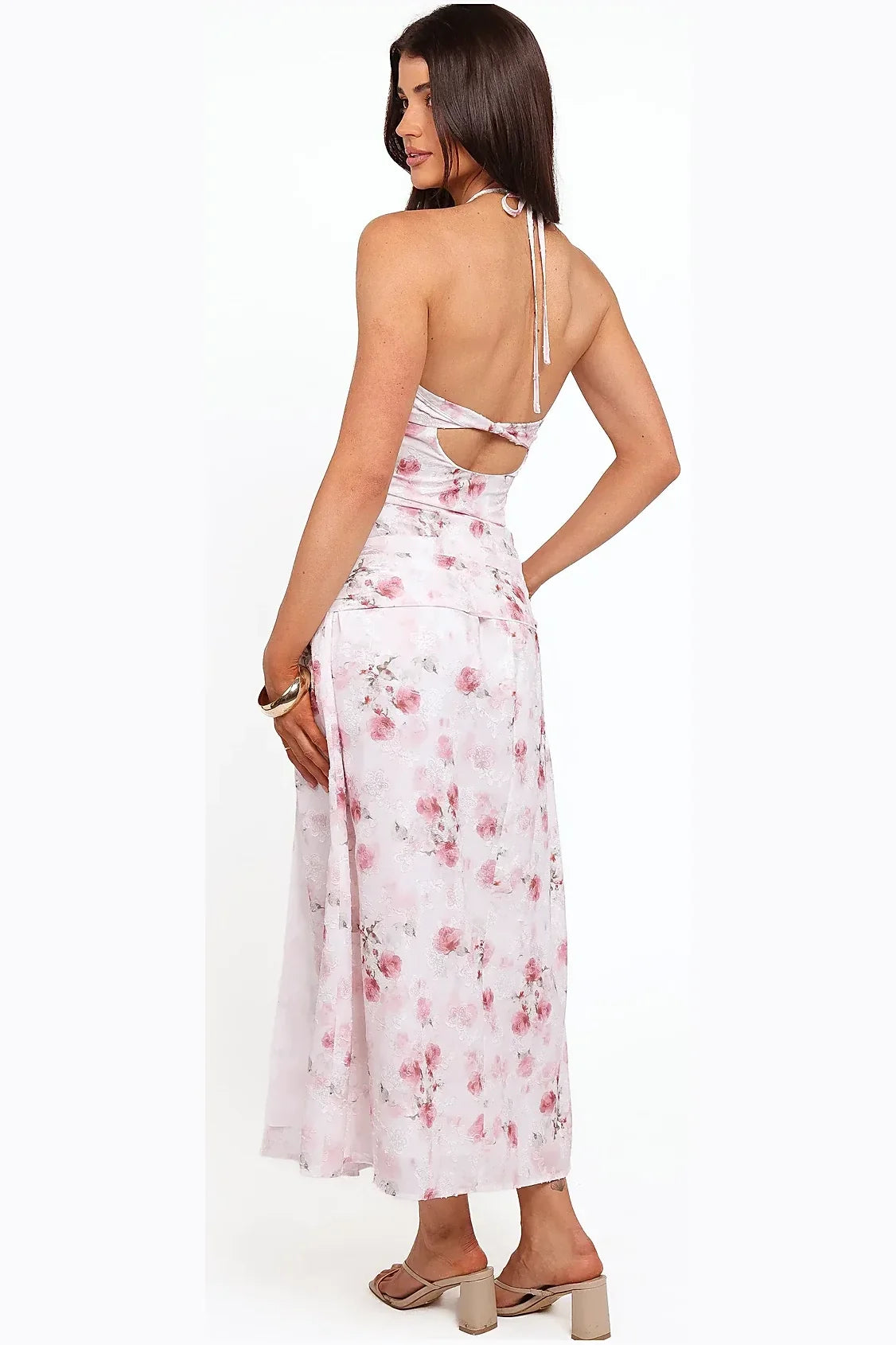 Floral dress with a cut-out detail at the back