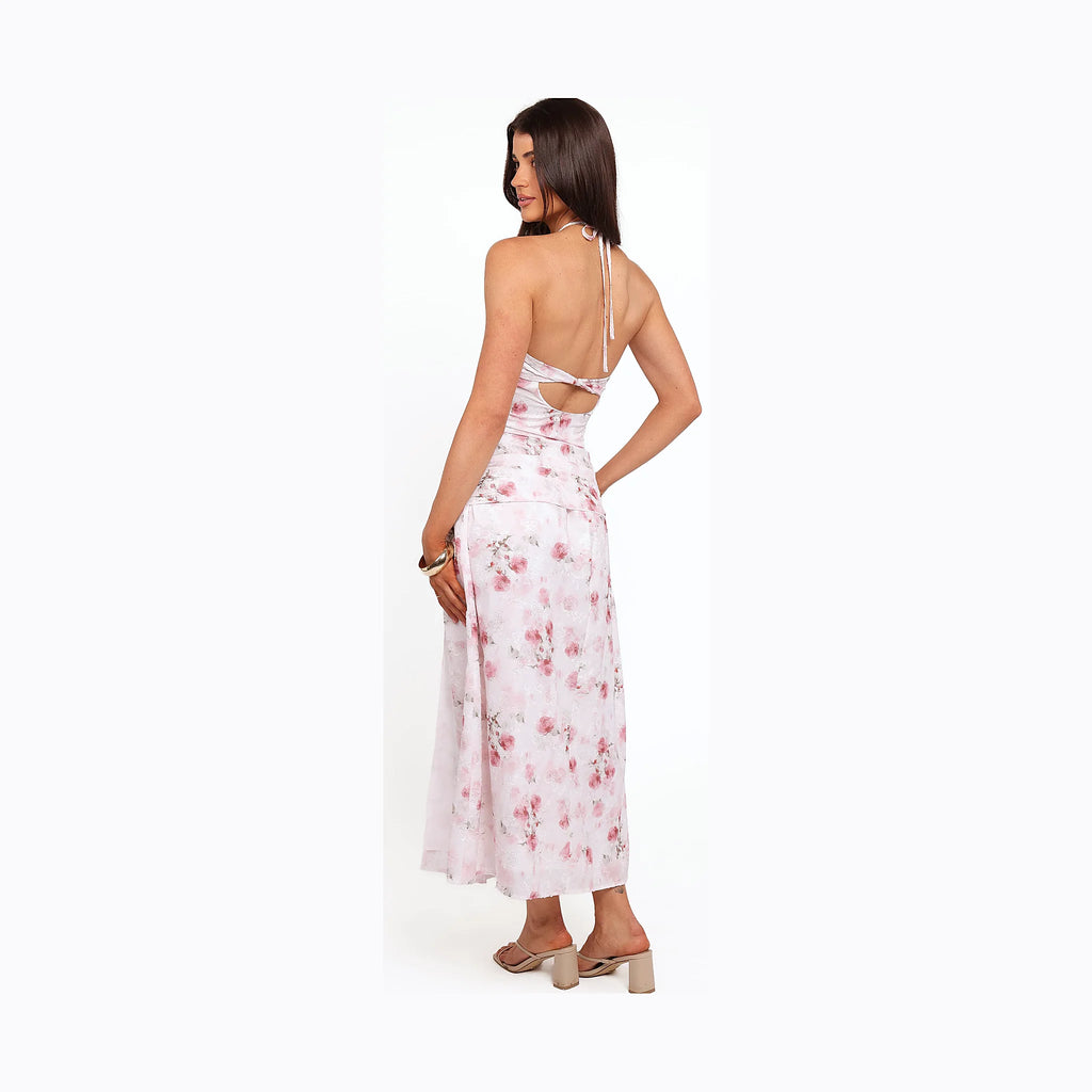 Floral dress with a cut-out detail at the back
