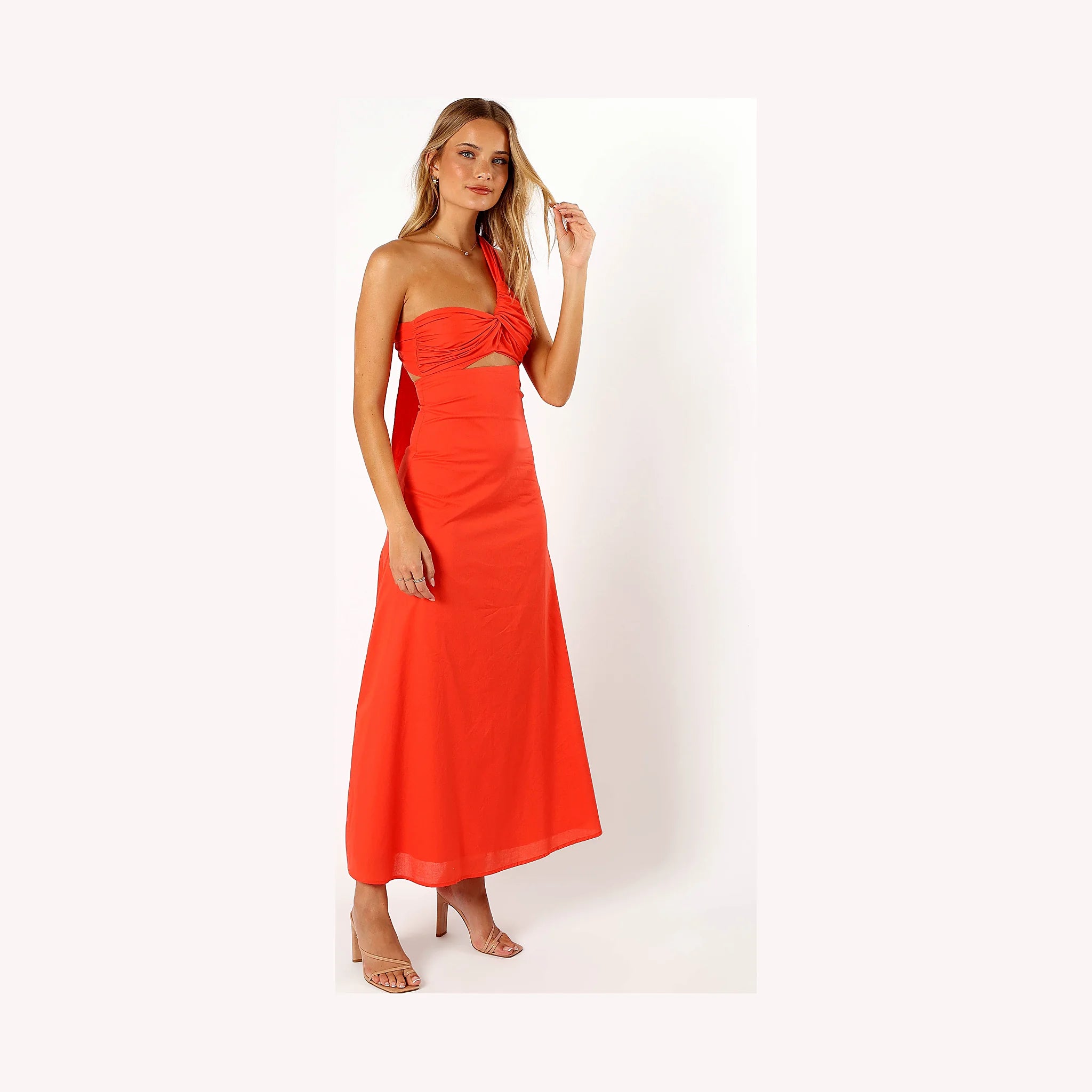 Luna One Shoulder Maxi Dress - Tangerine