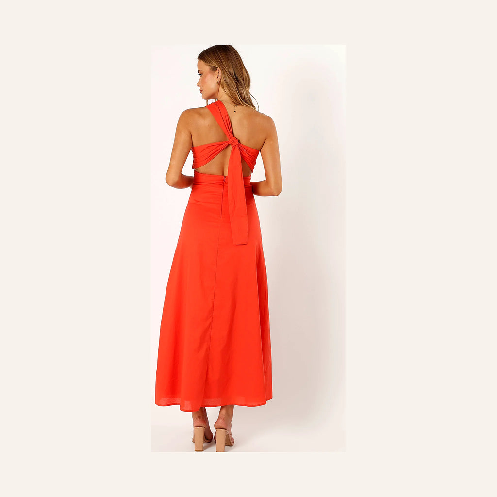 Luna One Shoulder Maxi Dress - Tangerine
