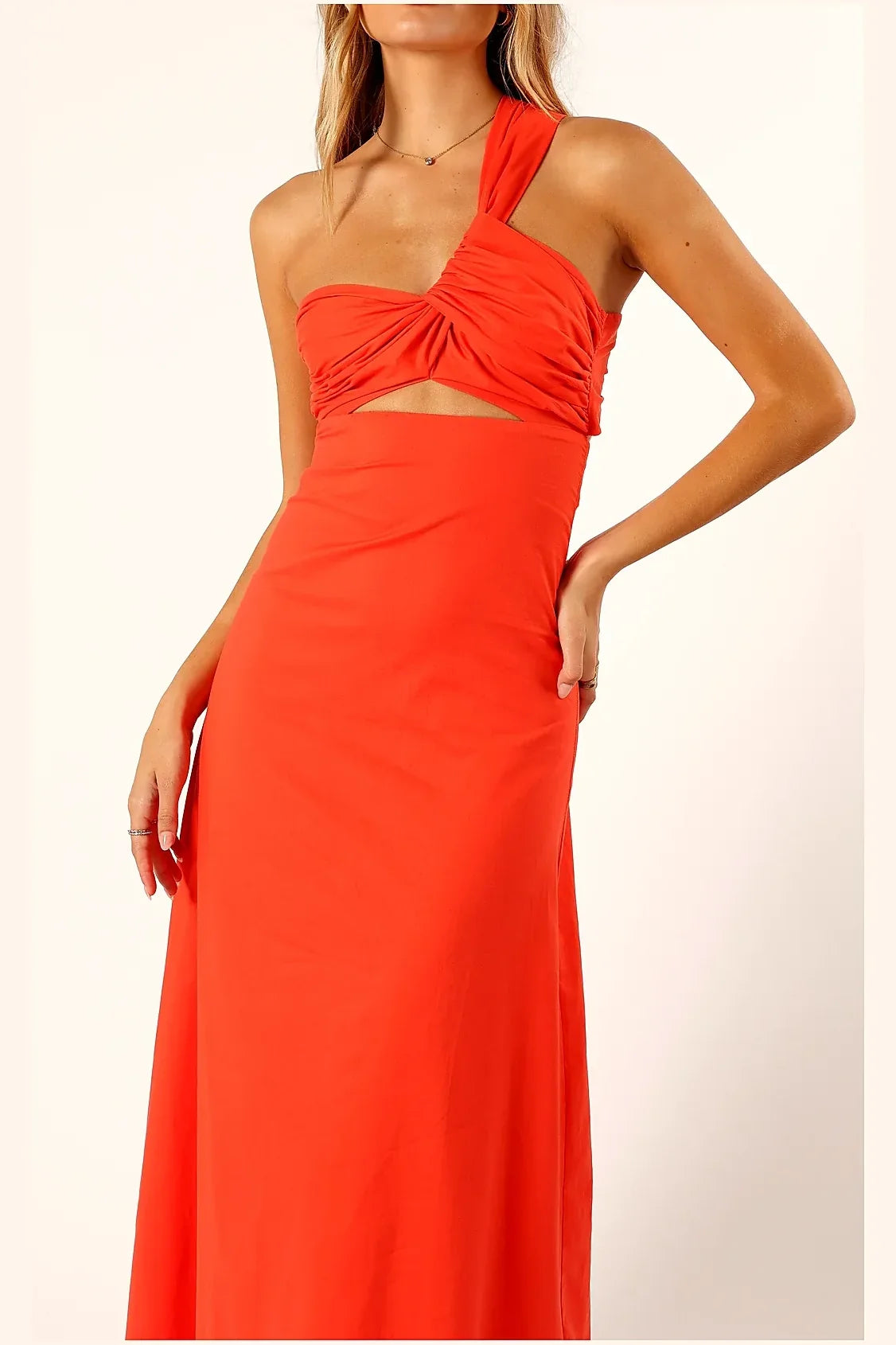 Luna One Shoulder Maxi Dress - Tangerine
