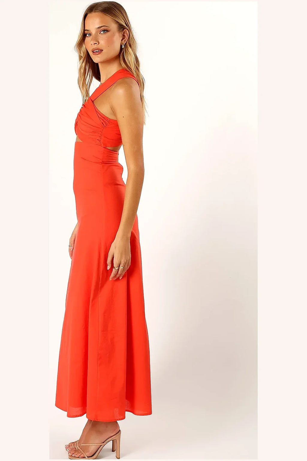 Luna One Shoulder Maxi Dress - Tangerine