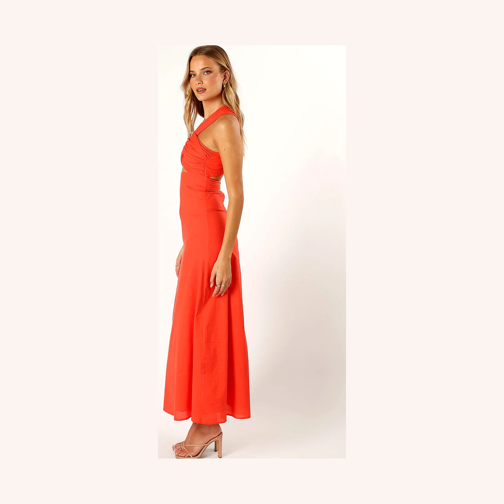 Luna One Shoulder Maxi Dress - Tangerine