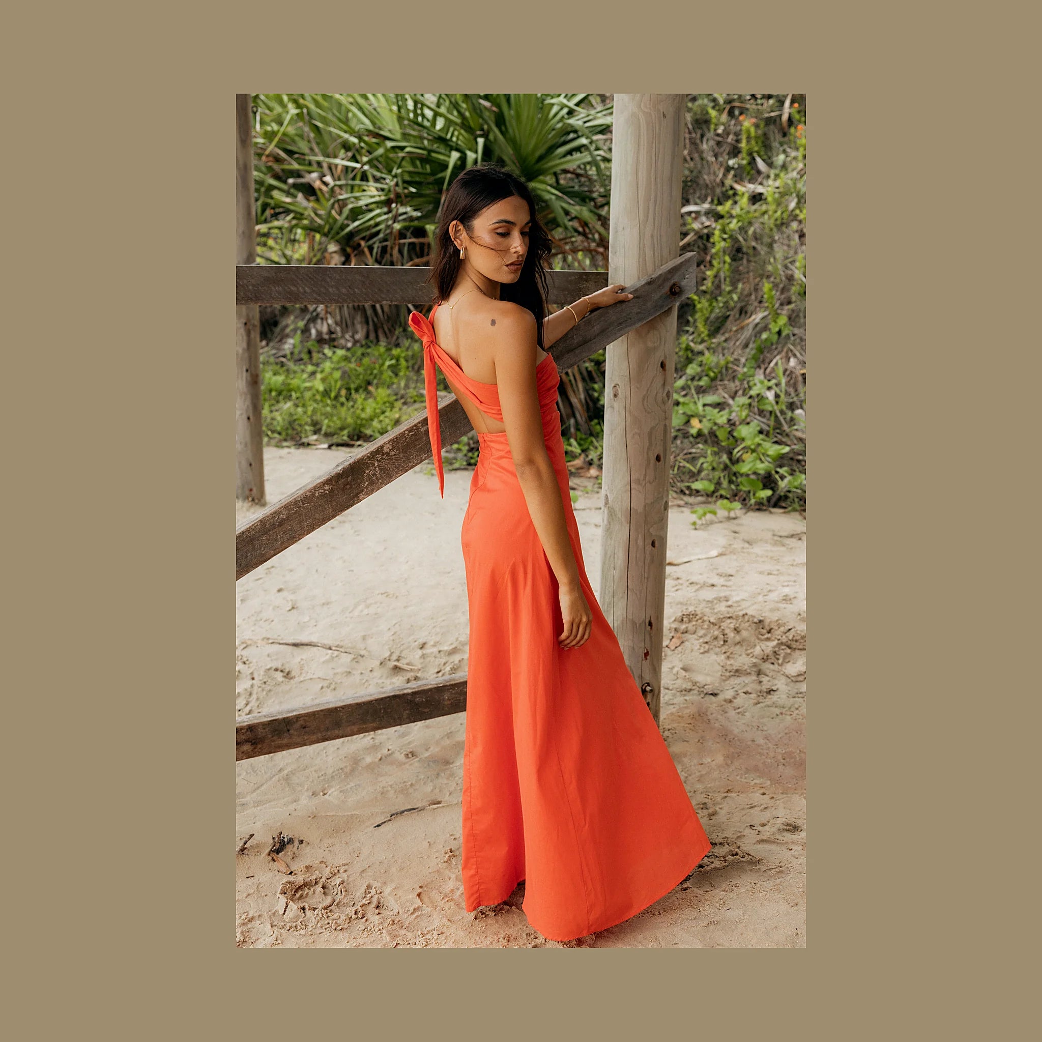 Luna One Shoulder Maxi Dress - Tangerine
