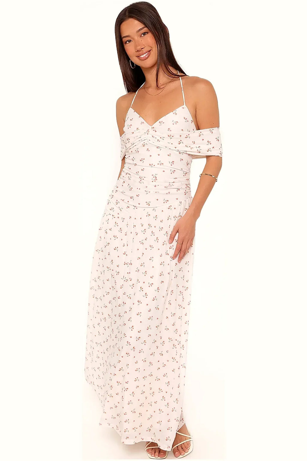 Mayven Maxi Dress - White Ditsy