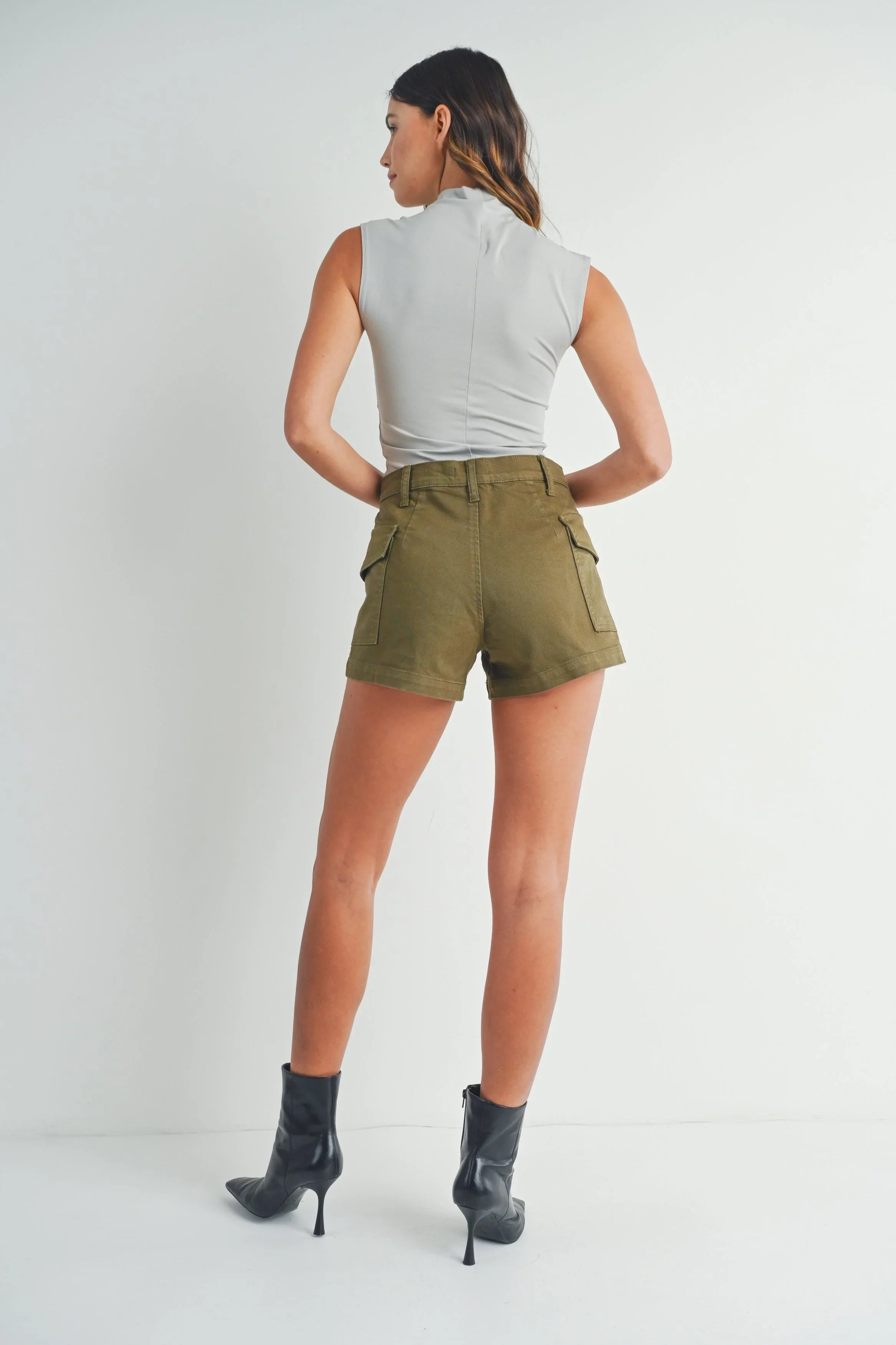 Comfort stretch denim flexing through a summer short