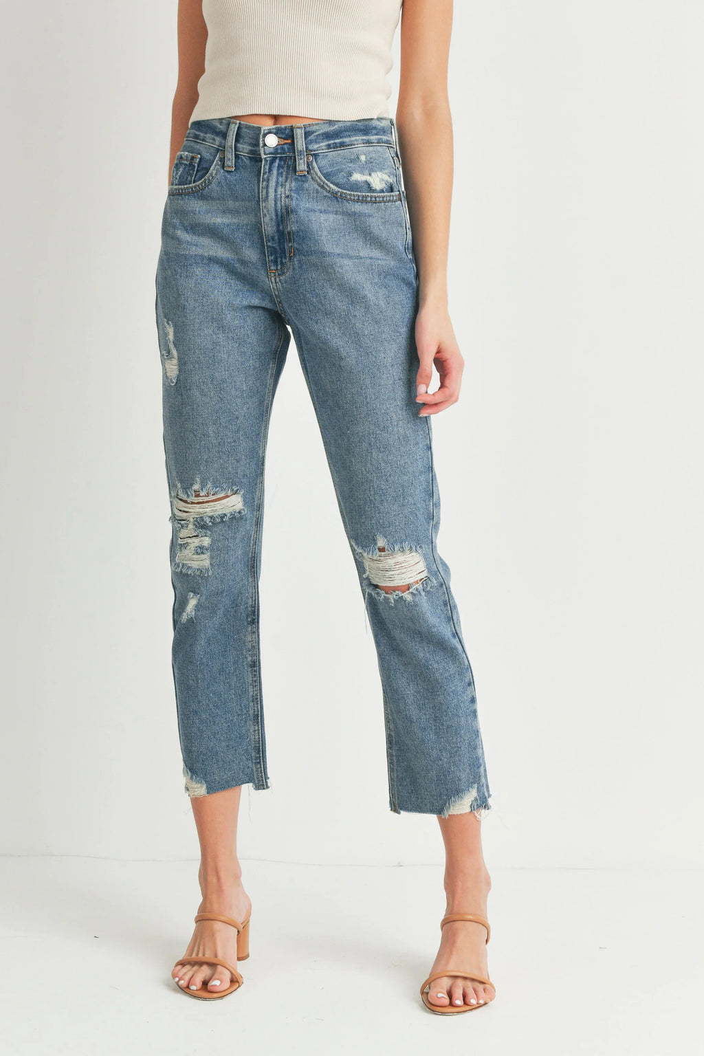 Mid Rise Hip Crop Jean