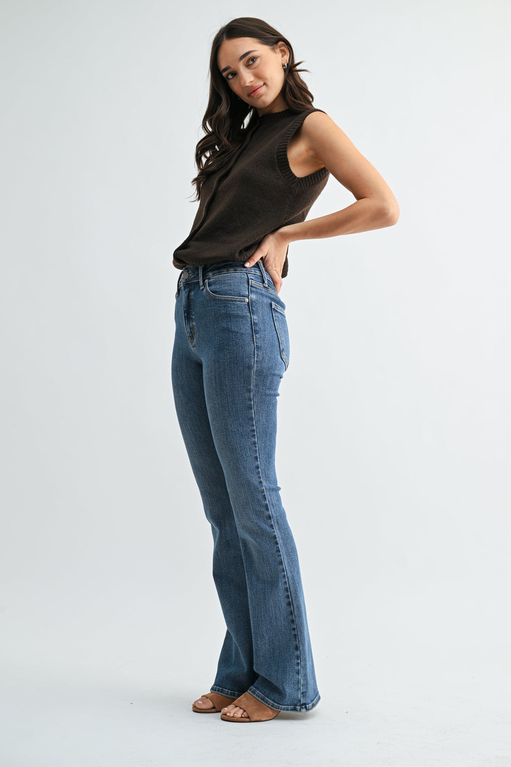 Subtle flare opening gradually toward the hem