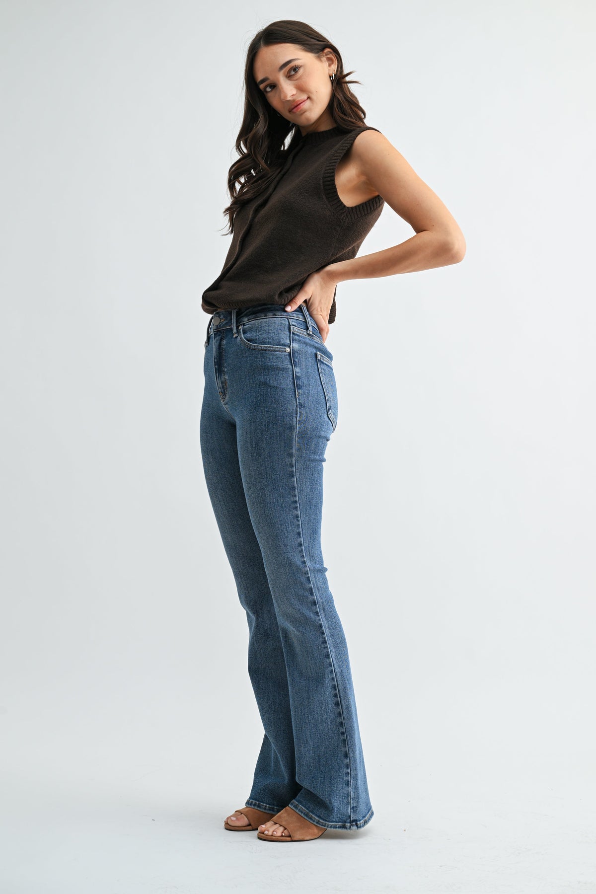 Subtle flare opening gradually toward the hem