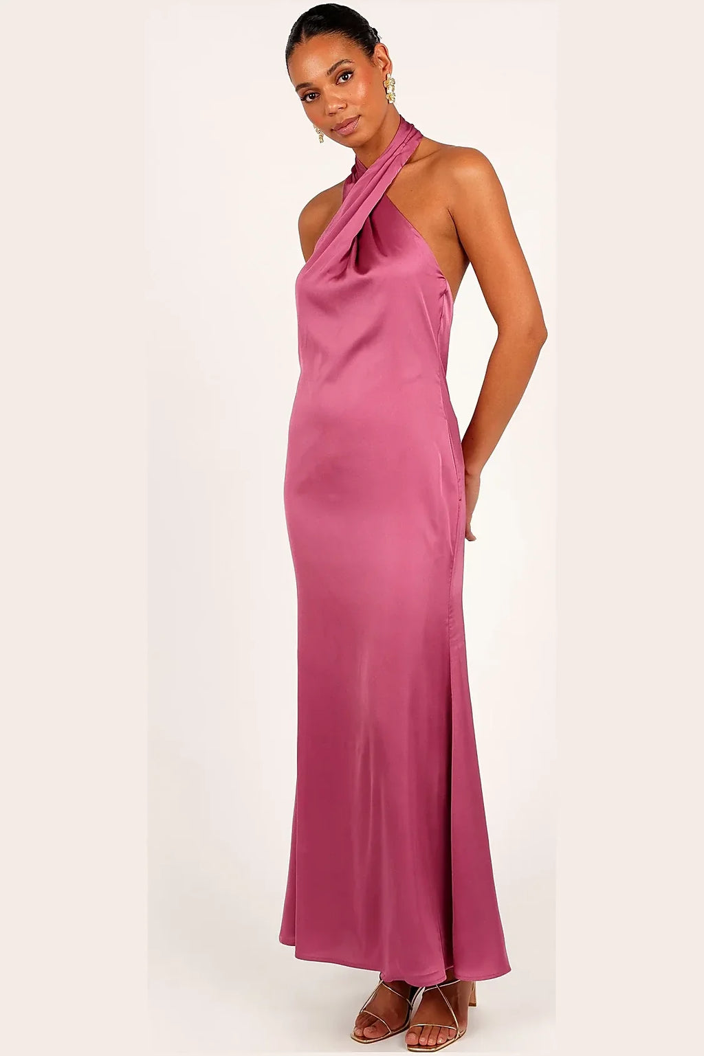 Halterneck Maxi Dress - Dark Rose