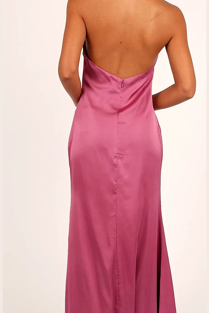 Halterneck Maxi Dress - Dark Rose