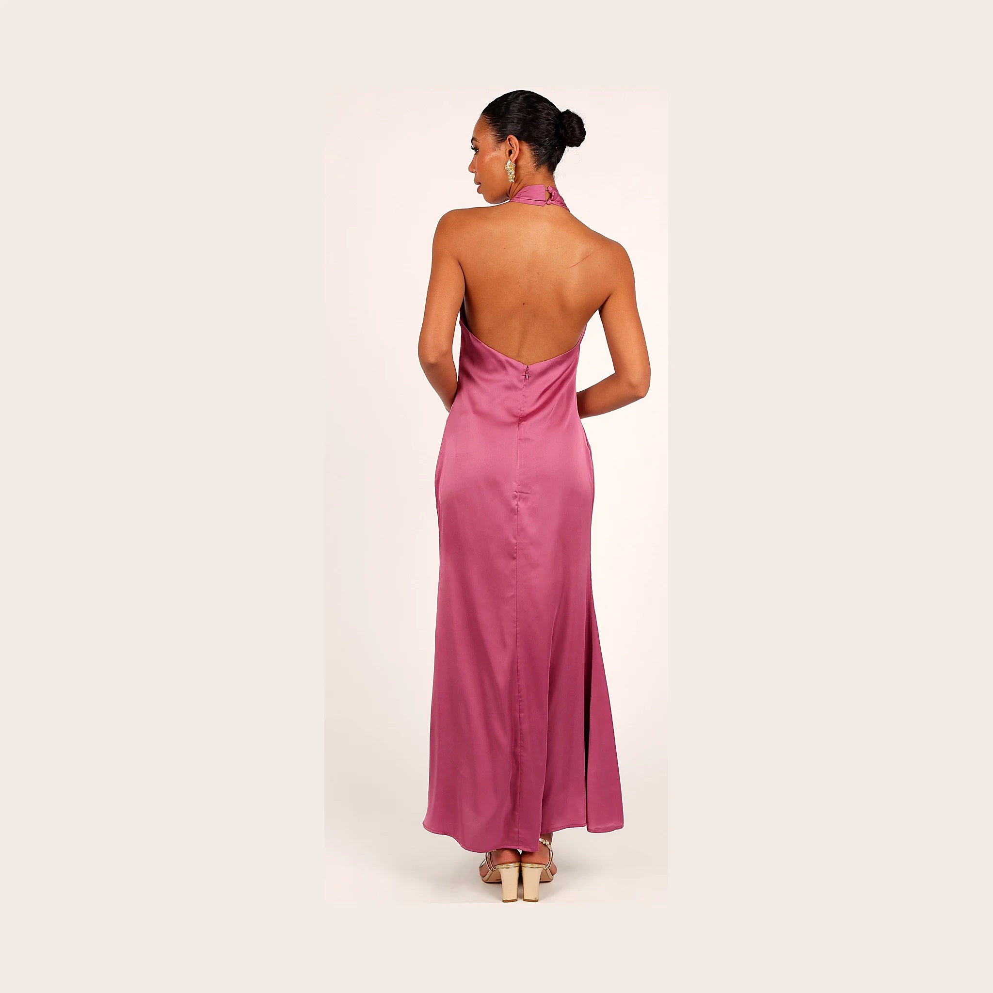 Mila Halterneck Maxi Dress - Dark Rose