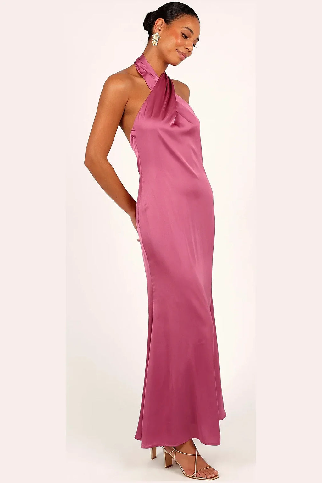 Halterneck Maxi Dress - Dark Rose