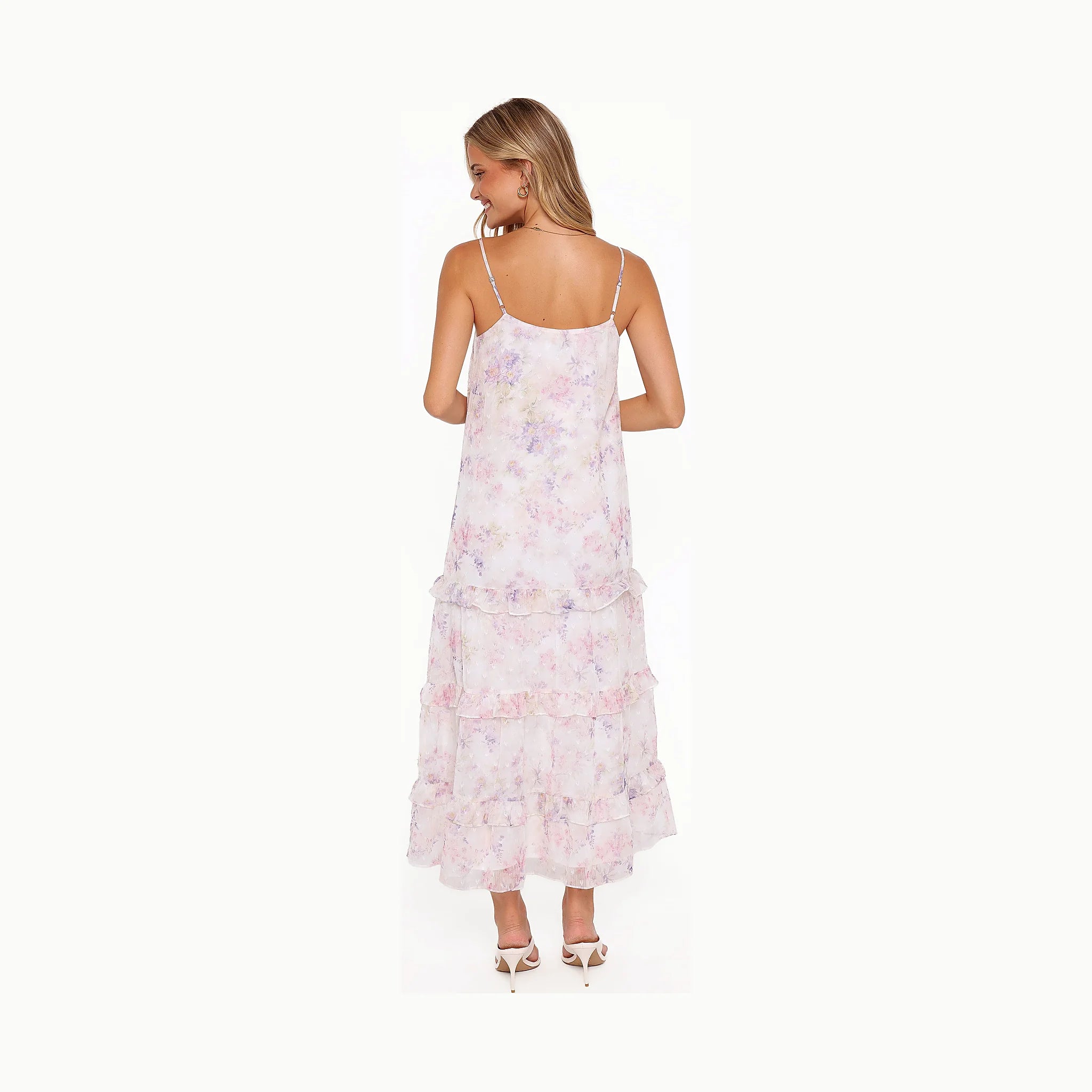 Multicoloured print maxi dress in a long cut