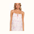 White maxi dress with a multicoloured floral print