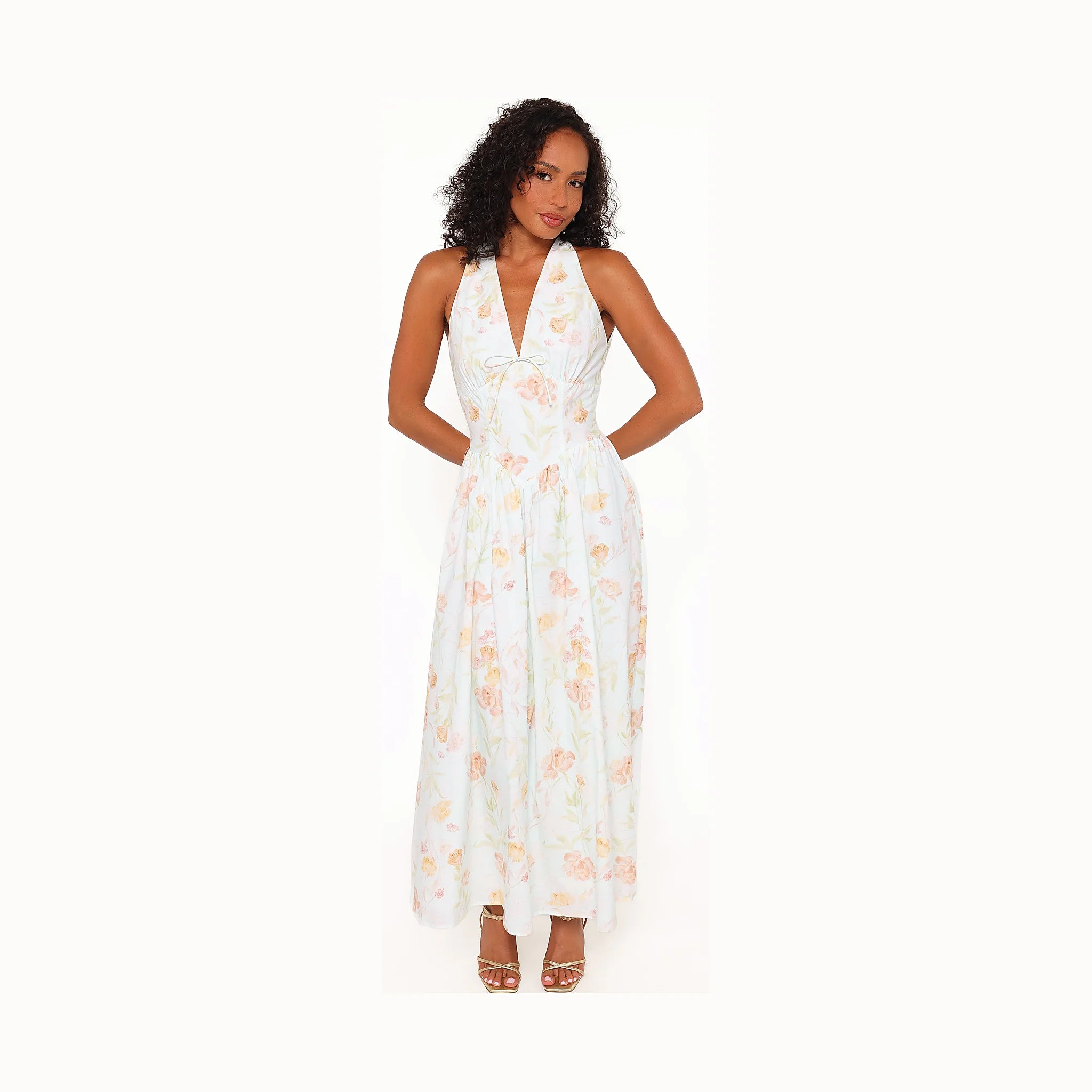 Long pale green dress in breathable cotton