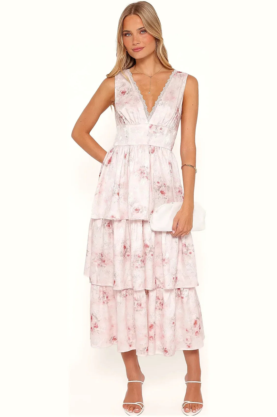 Natarsha Maxi Dress - White Pink Floral