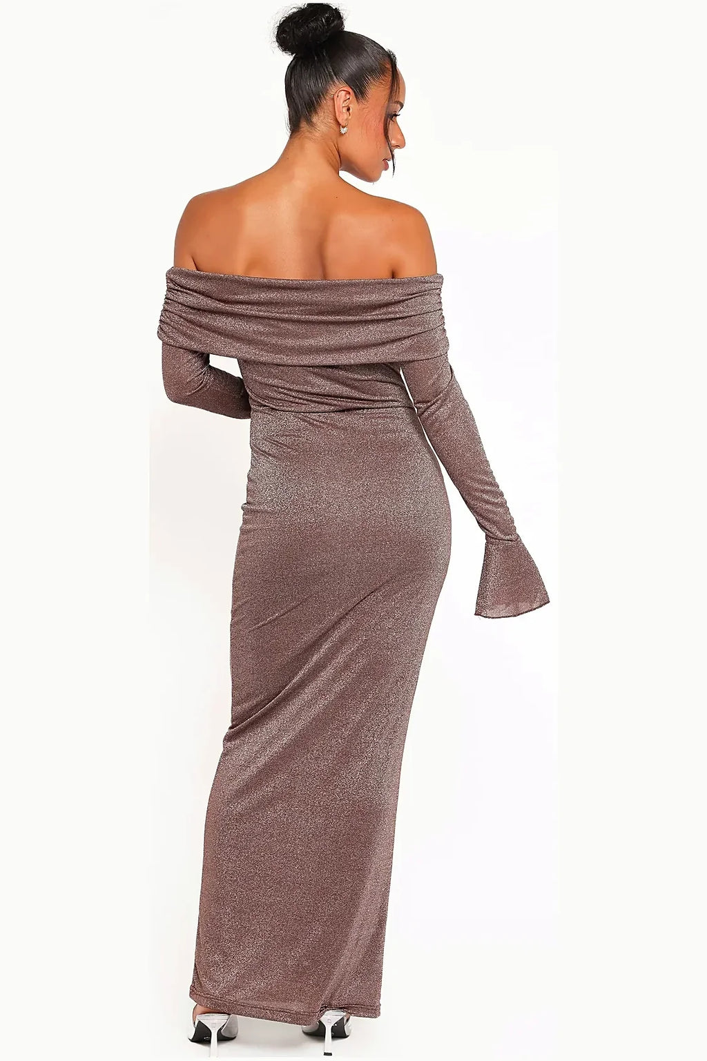 Oraton Off Shoulder Maxi Dress - Brown