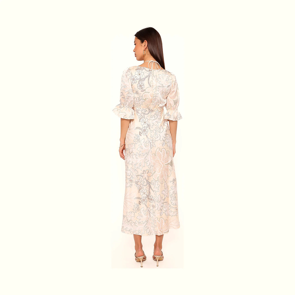 Pastel print maxi dress with an invisible back zip