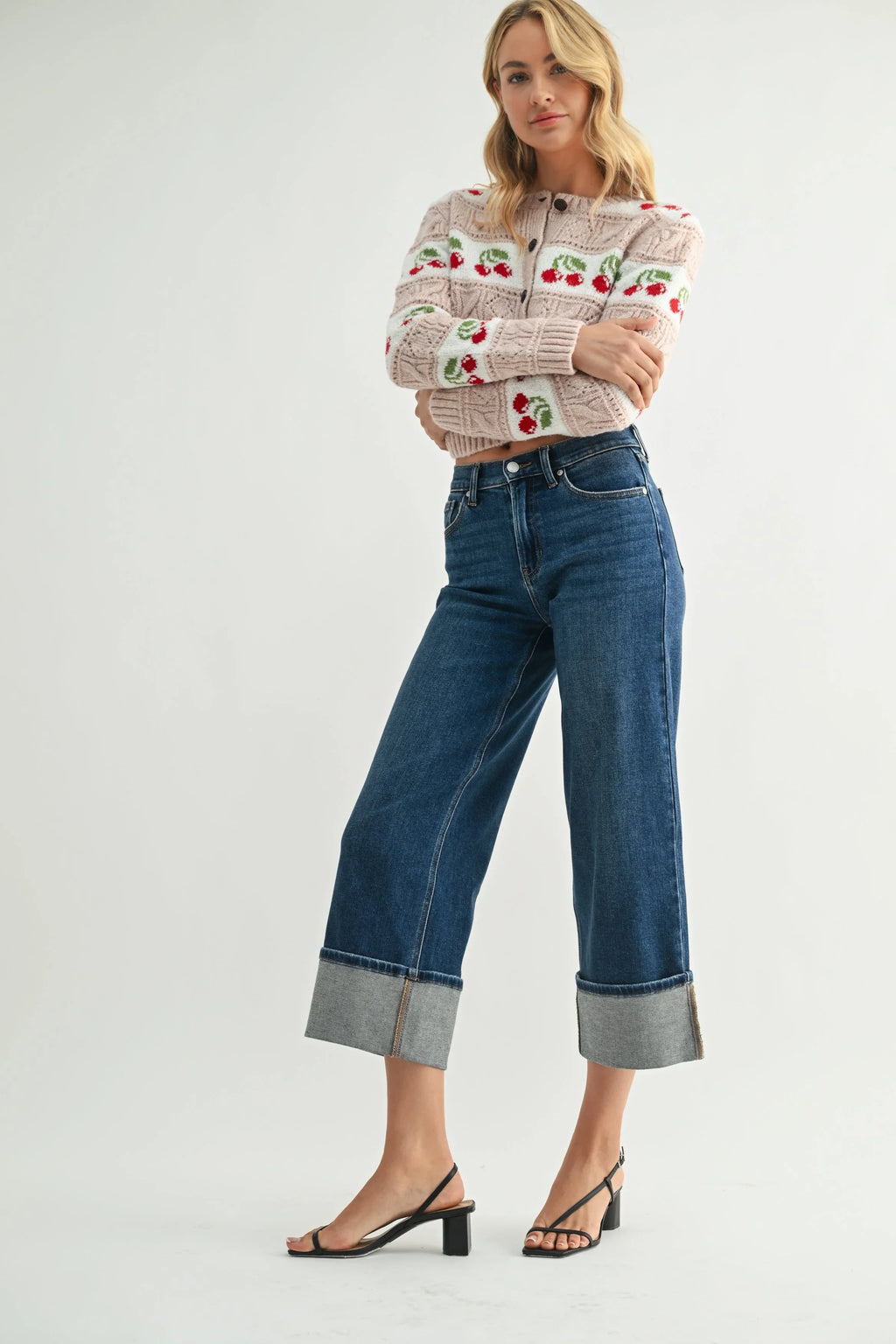 Liv Cuffed Slim Wide Leg Jean