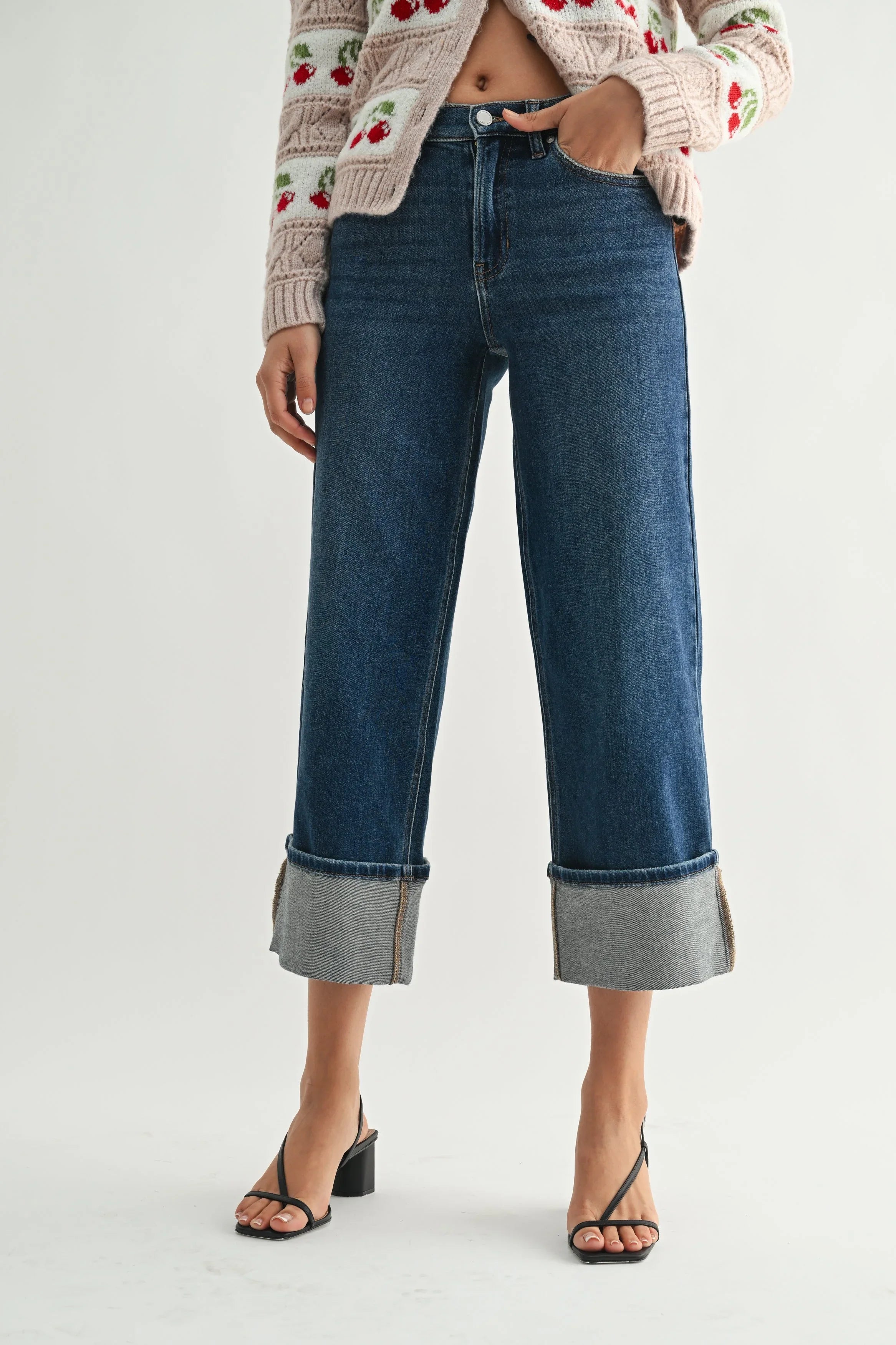 Liv Cuffed Slim Wide Leg Jean